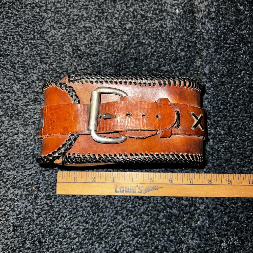 Vintage Belt Bag Handmade Brown Genuine Leather Buckle Bag Satchel Bag - Picture 15 of 15